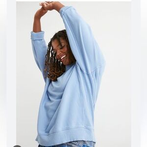 Aerie Down to the Earth oversized Crewneck Sweatshirt in Soft Blue